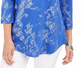 Blusa estampada feminina JM Collection manga 3/4 azul tamanho pequeno