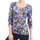 Karen Scott Blusa Feminina Estampada Gola Redonda Azul Tamanho Grande