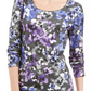 Karen Scott Blusa Feminina Estampada Gola Redonda Azul Tamanho Grande