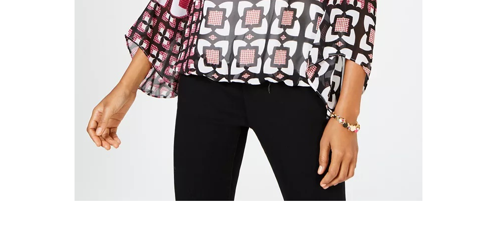 Top estampado com faixa Alfani feminino, tamanho pequeno, rosa