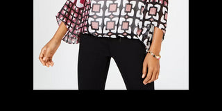 Top estampado com faixa Alfani feminino, tamanho pequeno, rosa