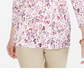 Karen Scott Top Henley Feminino Petite com Estampa Floral Branco Tamanho Petite Pequeno