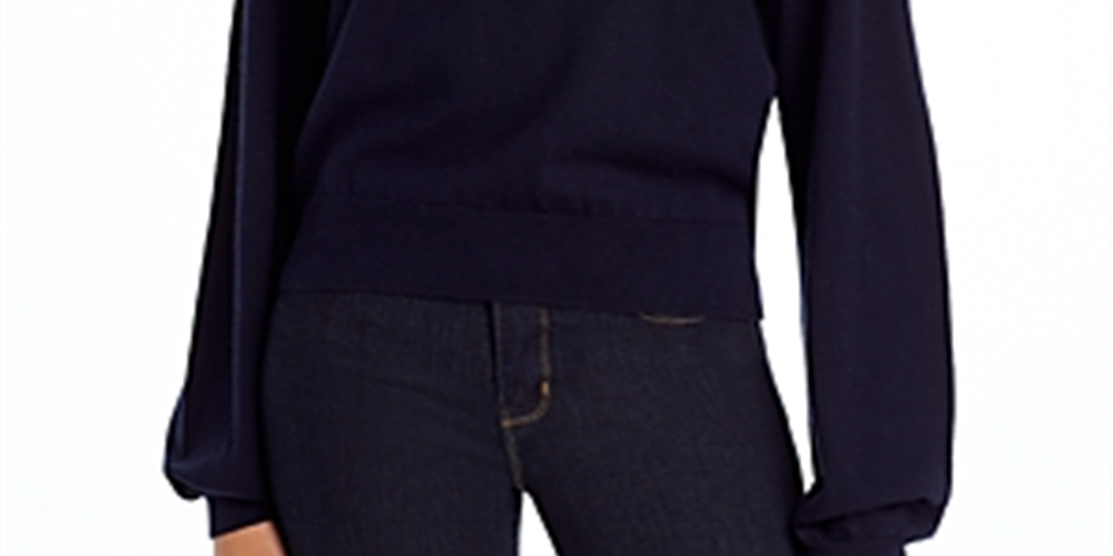 Suéter feminino Joie estampado de manga comprida e gola redonda, azul, tamanho médio