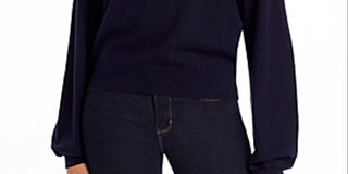 Suéter feminino Joie estampado de manga comprida e gola redonda, azul, tamanho médio