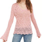 Suéter feminino American Rag Juniors Pointelle-Knit com mangas largas, rosa, tamanho médio