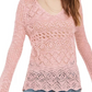 Suéter feminino American Rag Juniors Pointelle-Knit com mangas largas, rosa, tamanho médio