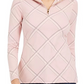 Camiseta feminina estampada Charter Club com zíper e meio zíper, rosa, tamanho médio