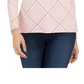 Camiseta feminina estampada Charter Club com zíper e meio zíper, rosa, tamanho médio