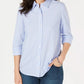 Camisa feminina de malha de algodão Charter Club, azul, tamanho XX-G