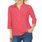 Camisa polo feminina Charter Club Supima Cotton manga 3/4 vermelha tamanho grande
