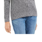 Karen Scott Suéter Henley de malha trançada feminino, cinza, tamanho pequeno