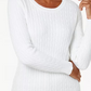 Suéter Karen Scott Feminino de Algodão com Malha Trançada, Branco, Tamanho PL