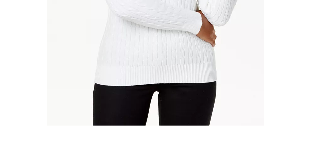 Suéter Karen Scott Feminino de Algodão com Malha Trançada, Branco, Tamanho PL