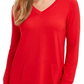 Túnica feminina Charter Club French Terry com decote em V, vermelha, tamanho pequeno