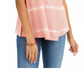 Blusa feminina estilo &amp; co, estampa tie-dye, decote em V, mistura de linho, bege, tamanho pequeno