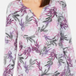 Blusa feminina Karen Scott estampada com decote aberto, roxa, tamanho X-S