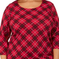 Karen Scott Blusa feminina plus size xadrez manga 3/4 vermelho brilhante tamanho 0X