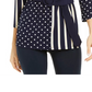 Alfani Women's Women's S Petite Mix-Print Belted Top Azul Tamanho Petit X-Large