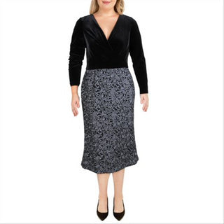 Vestido de coquetel de veludo Sharlene feminino Ralph Lauren, preto, tamanho 10