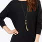 INC International Concepts Top Feminino Preto Texturizado Sólido Manga Longa Gola Joia Tamanho Pequeno