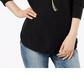 INC International Concepts Top Feminino Preto Texturizado Sólido Manga Longa Gola Joia Tamanho Pequeno