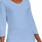 Blusa de algodão com decote grommet feminina Karen Scott, azul, tamanho pequeno