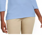 Blusa de algodão com decote grommet feminina Karen Scott, azul, tamanho pequeno
