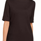 Karen Scott Blusa Feminina Gola Canoa Manga Cotovelo Marrom Tamanho Médio