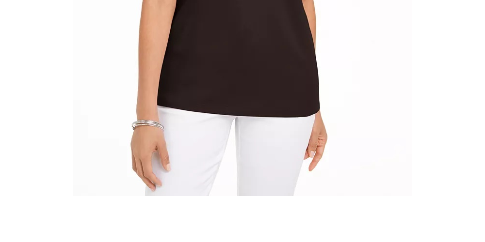 Karen Scott Blusa Feminina Gola Canoa Manga Cotovelo Marrom Tamanho Médio
