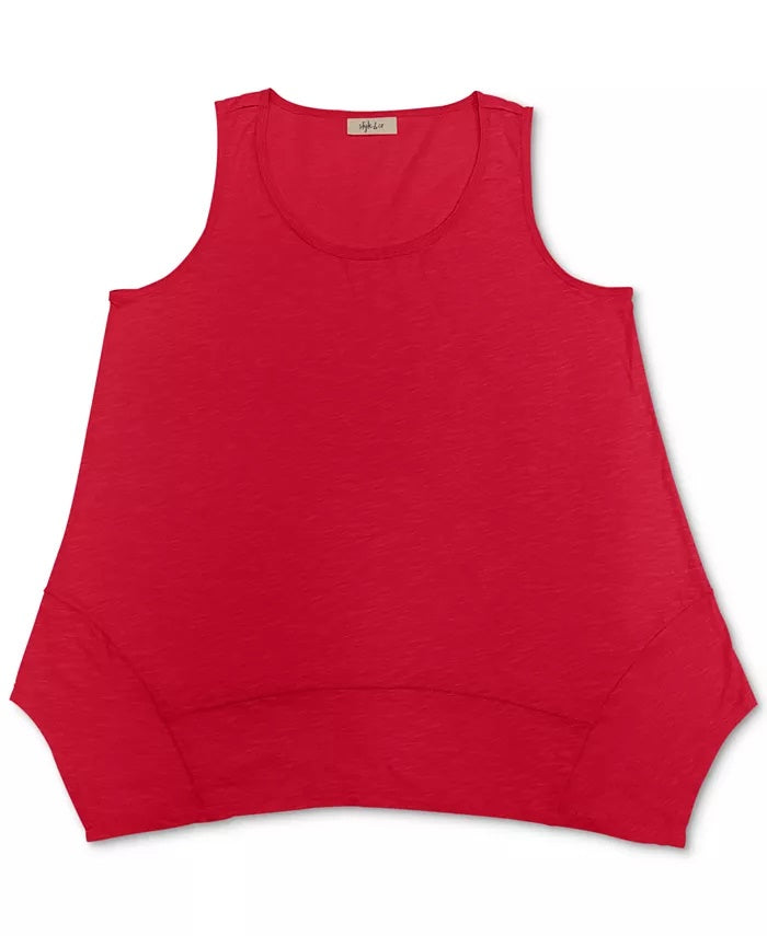 Regata feminina estilo &amp; co com bainha de lenço vermelha, tamanho pequeno
