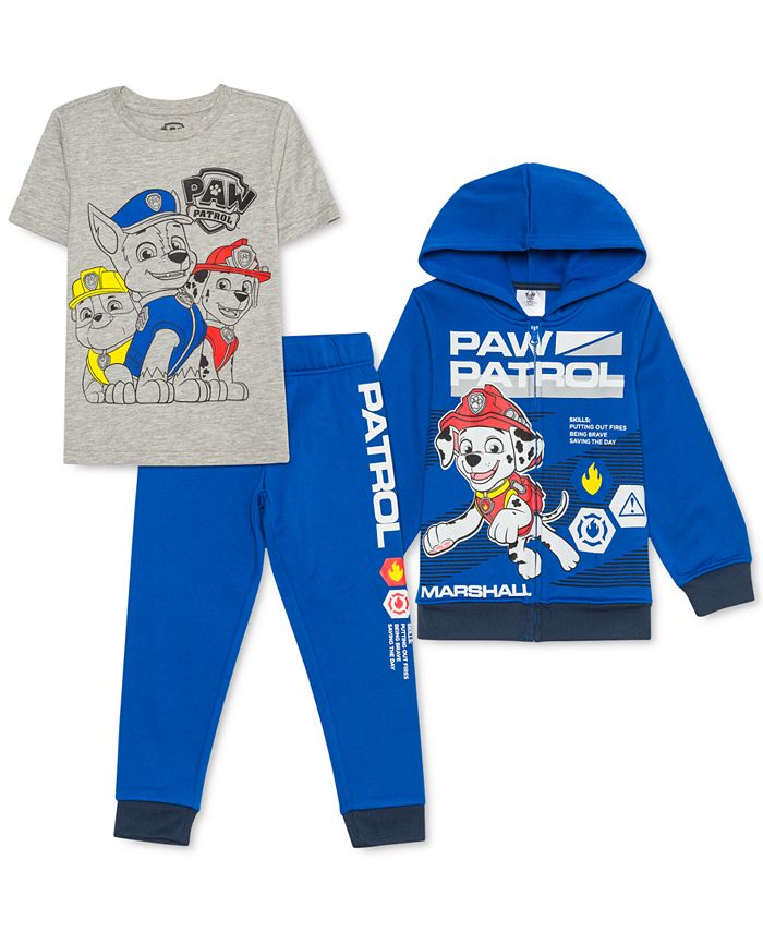 Conjunto de 3 peças de moletom com capuz e calça de moletom da Patrulha Canina da Nickelodeon para meninos, tamanho 7, azul