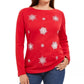 Karen Scott Top Feminino Pequeno com Floco de Neve Enfeitado Vermelho Tamanho PS