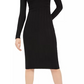 Vestido feminino Planet Gold preto, manga comprida, decote redondo abaixo do joelho, tamanho pequeno