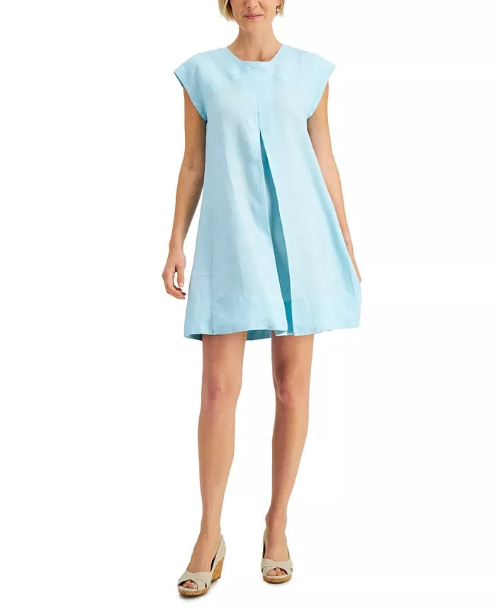 Vestido feminino Charter Club com amarração nas costas e corte em A, azul, tamanho grande