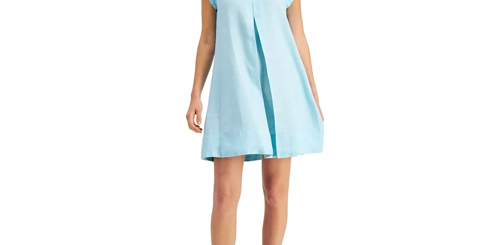 Vestido feminino Charter Club com amarração nas costas e corte em A, azul, tamanho grande