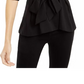 Alfani Top Feminino Petite com Manga Cotovelo e Envoltório Sintético, Preto, Tamanho Petite X-Large