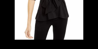 Alfani Top Feminino Petite com Manga Cotovelo e Envoltório Sintético, Preto, Tamanho Petite X-Large