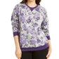 Moletom feminino Karen Scott com estampa de gola redonda, cinza/roxo, tamanho PXL