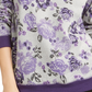 Moletom feminino Karen Scott com estampa de gola redonda, cinza/roxo, tamanho PXL