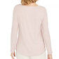 Charter Club Top feminino com decote canoa canelado pequeno, rosa, tamanho PL