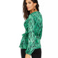 Blusa envolvente feminina com estampa animal da INC International Concepts, verde, tamanho X-S