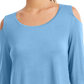 JM Collection Blusa feminina com ombros descobertos, azul, tamanho X-S