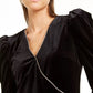 INC International Concepts Top feminino com decote em V e manga comprida com contas, preto, tamanho pequeno
