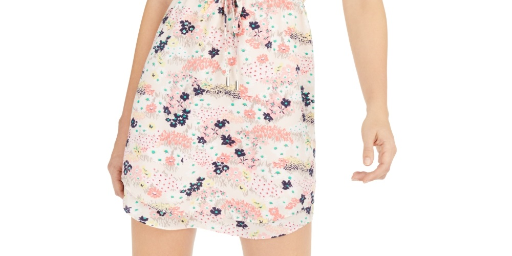Vestido casual feminino Maison Jules com decote em V e estampa floral, rosa, tamanho extragrande