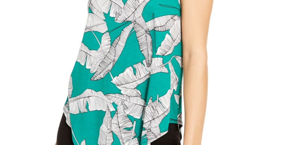 Camiseta Feminina Estampada Alfani Verde Tamanho Médio