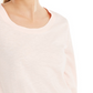Blusa feminina estilo &amp; co, manga 3/4, decote redondo, rosa, tamanho médio