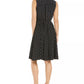 Vestido-camisa feminino com estampa de bolinhas e cinto, preto, tamanho 6