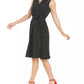 Vestido-camisa feminino com estampa de bolinhas e cinto, preto, tamanho 6