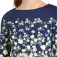 Charter Club Blusa feminina com estampa floral e decote canoa, azul, tamanho extragrande