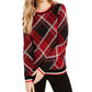 Suéter feminino xadrez com gola redonda Charter Club, preto, tamanho médio